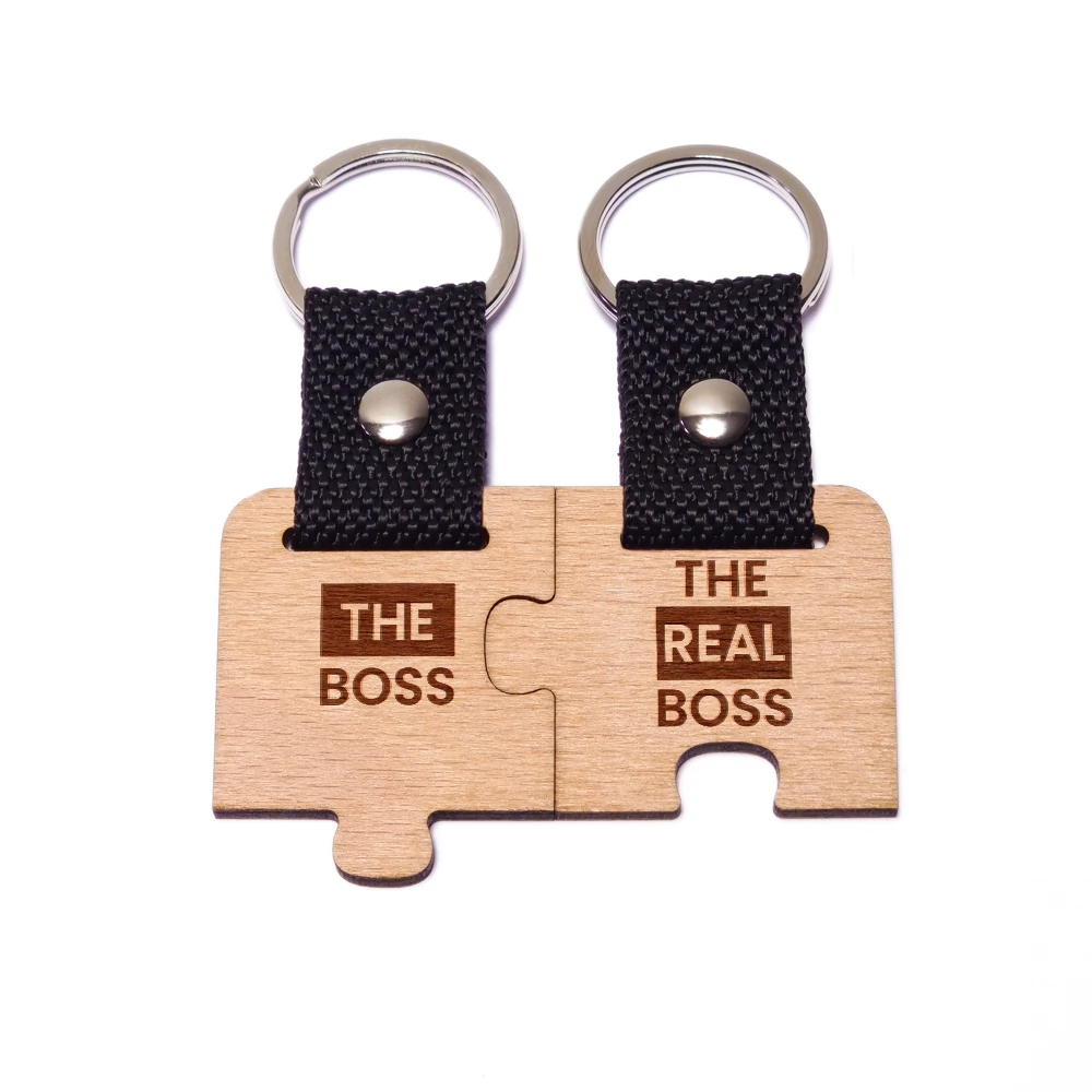The Boss & The Real Boss puzzle páros fa kulcstartó