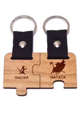 Hakuna Matata puzzle páros fa kulcstartó